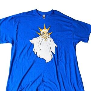 The Little Mermaid King Triton Graphic T Shirt Unisex 2XL Blue Short Sleeve